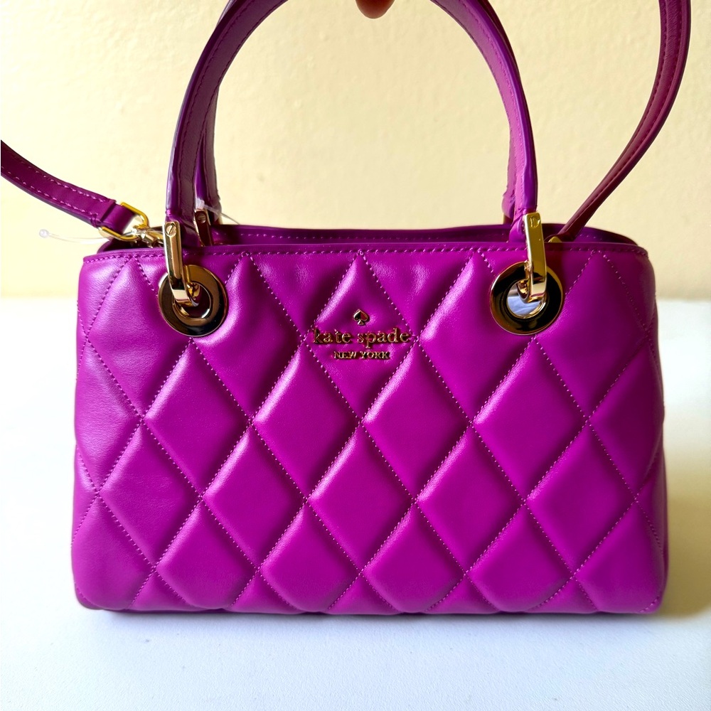 Kate Spade Magenta Quilted Purse w/Gold hardware - Picture 4 of 14